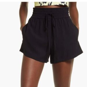 Nordstrom Open Edit Tie Waist Pull-On Shorts Black
